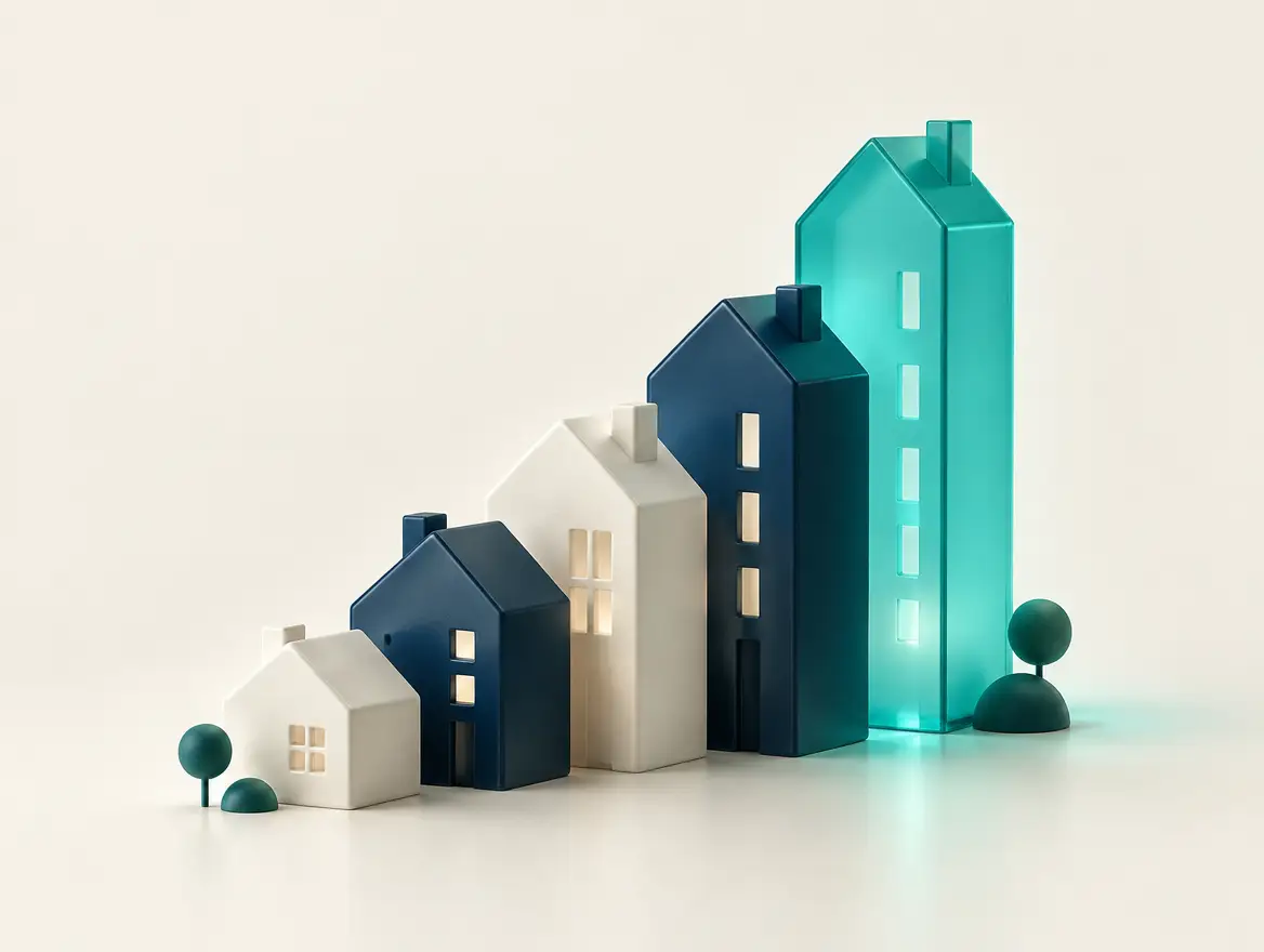 Stylized illustration of a growing real estate portfolio